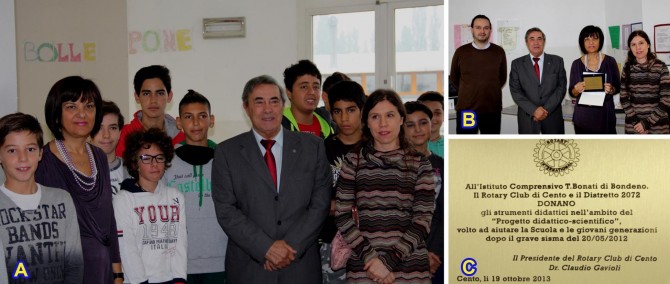 Sabato 19 Ottobre: donazione alle scuole di Bondeno - ROTARY CLUB di CENTO