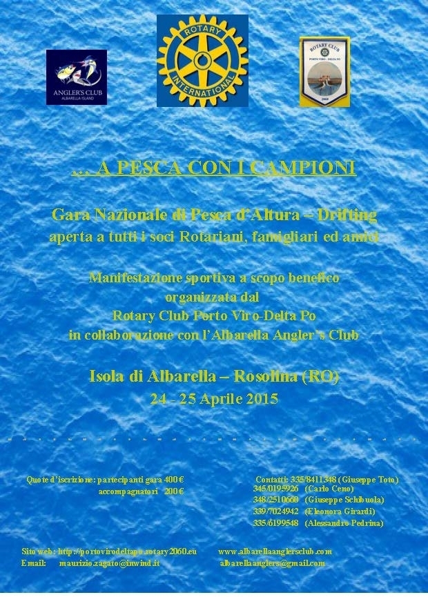 25 APRILE 2015: gara di pesca d'altura ad ALBARELLA - ROTARY CLUB di CENTO