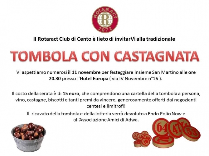 11 Novembre 2015: TOMBOLATA DI SAN MARTINO con ROTARACT - ROTARY CLUB di CENTO