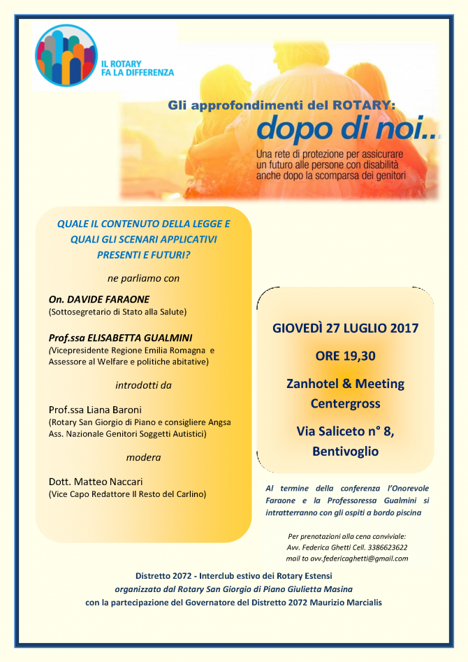 27 Luglio 2017: INTERCLUB all'Hotel CENTERGROSS - ROTARY CLUB di CENTO