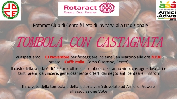13 Novembre 2018: tombola di San Martino - ROTARY CLUB di CENTO