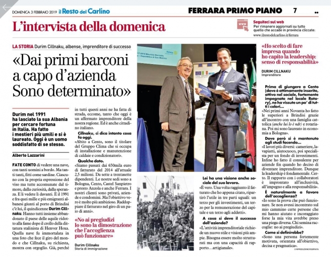 3 Febbraio 2019: Il Resto del Carlino - ROTARY CLUB di CENTO