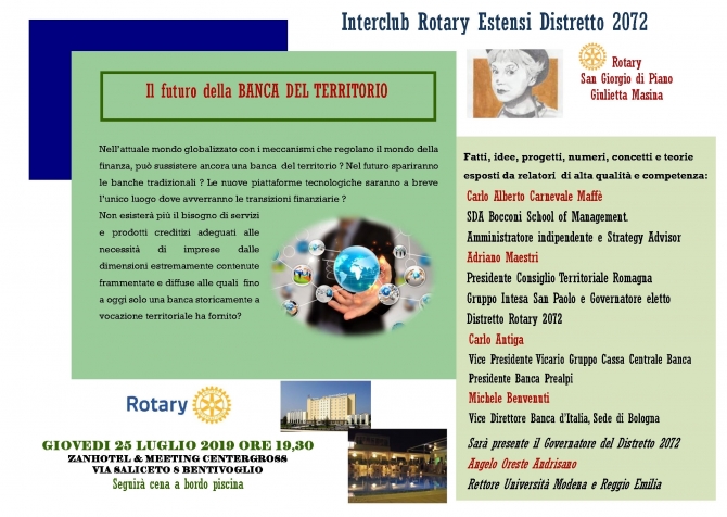 Giovedì 25 Luglio: INTERCLUB ROTARY ESTENSI - ROTARY CLUB di CENTO