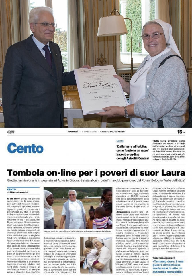 MERCOLEDI’ 31/03/2021: “Suor Laura Girotto parla del Tigray" - ROTARY CLUB di CENTO