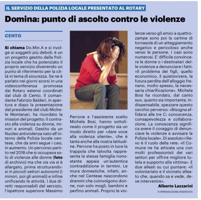 DOMINA: punto di ascolto contro le violenze - ROTARY CLUB di CENTO