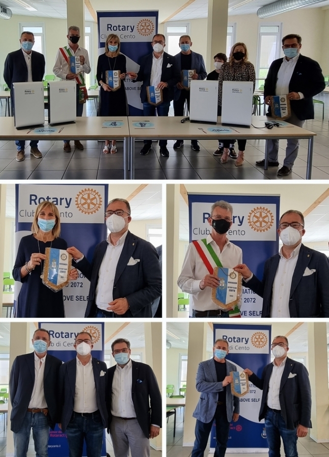 Sabato 5 Giugno 2021: consegna sanificatori alle Scuole Castelfranchi di Finale - ROTARY CLUB di CENTO